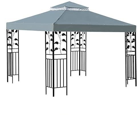 Pavillon Ersatzdach 3x3 Wasserdicht, Sonnenschutz Doppeldach Schutzhaube, Ersatzbezug Pavillonabdeckung 200g/m² (Farbe : Grey)