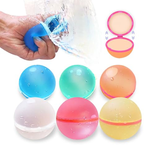 PWOKAO 6 Stück Wasserbomben Wiederverwendbar |Eine Sekunde Schnellfüller Wasserbombe| Magnetische Wasserbomben Selbstschließend Silikon Wasserballons Splash Ball Wasserspielzeug Kinder Sommerpartys