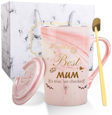 Geschenke für Mama,Lustige Tasse aus Marmor Keramik mit Geschenkbox,Weihnachtsgeschenke, Geburtstagsgeschenk,Muttertagsgeschenk von Tochter oder Sohn Bedruckt mit,Beste Mama der Welt.