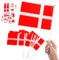 10pcs Mini Denmark Flags on Sticks & 2pcs Tattoos, Small Denmark Flags Denmark Danish Hand Held Flags for Spors Games 2024 Football Sports Events National Day Party Decorations