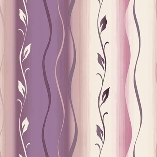 Gardinen Vorhangen Mondego Violett 140x240 cm (BxH) 1 Stück Gardine mit Kräuselband Curtains Wohnzimmer Florale Muster Satin Stoff Küchengardinen Fenstergardinen Window Blinds Dekoschale