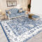 IKALIFE Teppich Wohnzimmer Vintage Waschbar - Teppich Kurzflor Waschbarer Teppich Esszimmer Teppich Groß Wohnzimmerteppich Teppich Schlafzimmer Super Weich rutschfest Flauschig 120x170 cm Blau