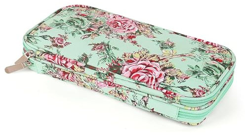 Reessy Knitting Needle Case Empty, Portable Double-Layer Zipper Knitting Needles Case with Web for 25cm Knitting Needles Storage and Knitting Accessories Organize, Crochet Tool Holder Case