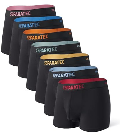 Separatec Lot de 7 caleçons Boxeurs Respirants en Rayonne de Bambou avec Double Poche pour Homme