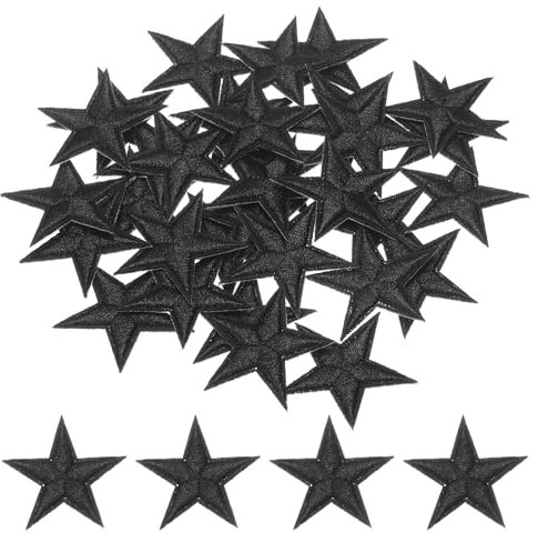 sourcing map 33Pcs Star Iron on Patches Small Star Embroidered Patches Applique Sew on Patches for DIY Crafts Clothing Repairing Bag Hat Decoration,Black