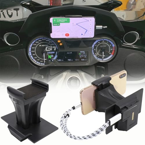 FWXEOZ New Upgrade Motorcycle Phone Holder for BMW K1600B K1600GT K1600GTL One-Click Unlock GPS Navigation Mount with USB Fast Charging for BMW K1600B/GT/GTL 2011-2020