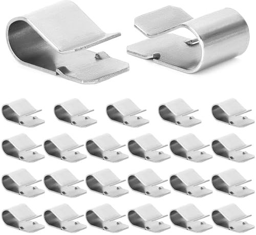 QWORK® 25 piezas Abrazaderas en U fabricadas en acero inoxidable 304, para espesor de panel de 3-7,5 mm, tamaño total 21,4 x 12 mm