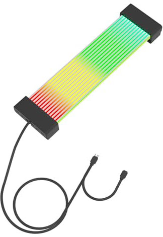 Cavi PSU ARGB a 24 Pin, Kit Prolunga Cavo PSU, Custodia PC da 205 Mm Strisce ARGB in Silicone Cavo Prolunga Scheda Grafica Scheda Madre, per Connettore Scheda Madre (Testa Nera)