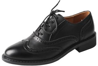 TMA EYES Damen Classic Oxfords Schnürung Business Formal Wingtip Brogue Kleid Schuhe(Schwarz,40)