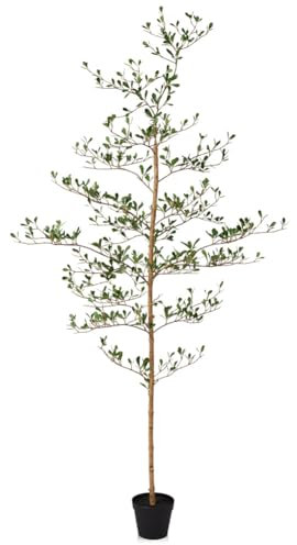 VeriNatural Artificial Black Olive Tree 180cm - Real Wood Trunk UV-Resistant Faux Plants Indoor Large Plastic Tree in Pot with Adjustable Branches - Decorative Fake Plant for Home Office Outdoor Decor