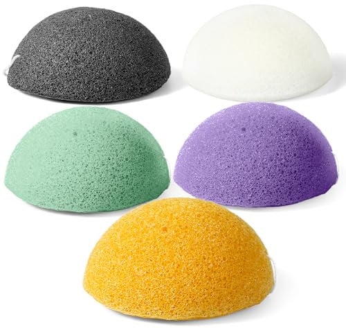 YUXIANLB 5 Pack Natural Facial Sponges Reusable Face Scrubbers for Deep Cleansing and Gentle Exfoliation Removes Dirt Impurities and Makeup for All Skin Types (Skincare & Spa Use)