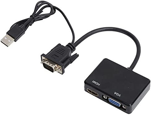 Ejoyous VGA auf VGA und HDMI Splitter Konverter USB-Powered Plug & Play mit Dual Display Support für Monitore Projektoren TVs (Black)