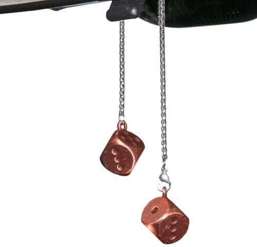 Würfel-Anhänger Fürs Auto – Stilvolles Würfel-, Retro-Autozubehör Aus Metall | Multifunktionaler Würfel-Anhänger Für Den Autospiegel, Metall-Würfel-Anhänger Für Den Autorückspiegel, Für LKW, 14 X