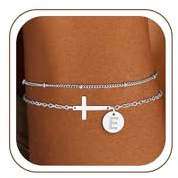Armband Damen Gold Silber, Kreuz Armband mit Buchstaben für Mädchen Frauen | Vergoldet/Versilbert Armband Hypoallergen Armbänder Geburtstagsgeschenk Geschenke für Frauen Mädchen Kinder