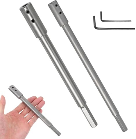 2pcs Drill Bit Extension 7inch & 10inch Forstner Drill Bit Extension with Hex Wrench for 3/8 Hexagonal Shafts Carbon Steel Spade Drill Extender for Furniture Carpentry Construction