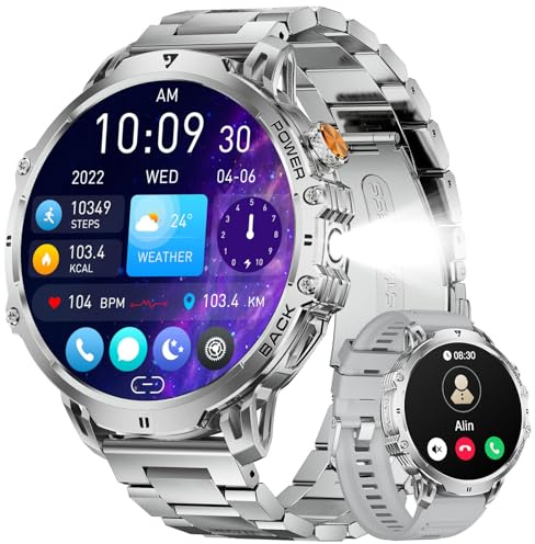 LIGEMI Smart Watch for Men (Answer/Make Call), 1.85'' HD Smartwatch with 1000mAh, LED Flashlight, 100+ Sports Modes, Heart Rate/SpO2/Sleep Monitor, IP68 Waterproof Fitness Tacker for Android iOS