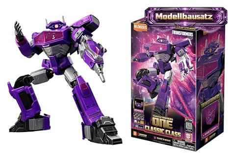 BLOKEES – Transformers Shockwave 18, Modellset für Kinder ab 12 Jahren, 12,5 cm Roboter mit Lichtfunktion, 20 bewegliche Elemente, Stecksystem ohne Kleber, Zubehör und Standfuß, Sammelmodell