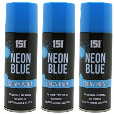 3 X BLUE - FLUORESCENT NEON spray can paint 200ML Graffiti (Banksey) NO CFCs