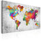 decomonkey Bilder Weltkarte 120x80 cm 1 Teilig Leinwandbilder Bild auf Leinwand Vlies Wandbild Kunstdruck Wanddeko Wand Wohnzimmer Wanddekoration Deko Welt Karte Landkarte Kontinente