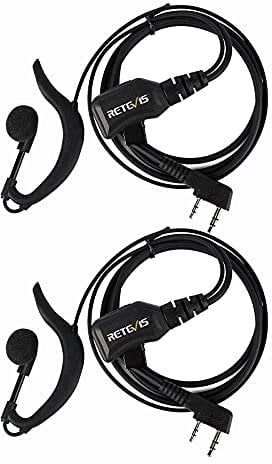 Retevis R111 Walkie Talkie Earpiece with Mic 2 Pin Radio Headset Compatible with Two Way Radio RT24 RT27 RT622 RT668 RT619 Baofeng UV-5R Kenwood eSynic G-type Walkie Talkie Earpiece (2Pcs)