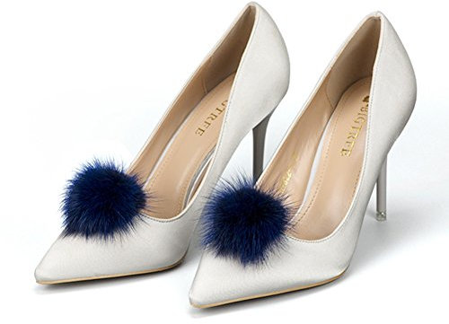 YOUMU Frau Schuhe Zubehör Schuhclips Pompon 10 Farben(2 Stücke) (Navy blau)