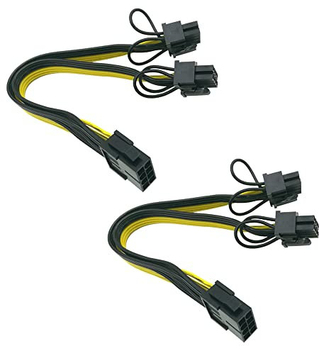 (CPU to GPU) CPU 8 Pin Female to Dual PCIe 2x 8 Pin (6+2) Male Power Adapter Splitter Cable for Graphics Card BTC Miner 9-inch (23cm) (Pack of 2) COMeap