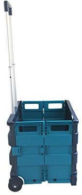 Seco Square Handle Large Collapsible Foldable Plastic Crate Trolley - Blue & Aqua
