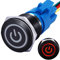mxuteuk 19mm interruttore a pulsante 1 NO 1 NC SPDT ON/OFF guscio in metallo nero, con luce rossa del simbolo di alimentazione 12v, presa con filo
