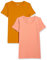 Amazon Essentials Maglietta Girocollo a Maniche Corte vestibilità Regolare Donna, Pacco da 2, Arancio Corallo/Giallo Drato, S