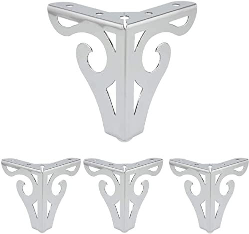 Shiwaki 4pcs 4-Inch Furniture Legs, Modern Style Furniture Metal Sofa Legs Triangle Feet for Table Cabinet Cupboard Couch Chair(Polished Chrome)
