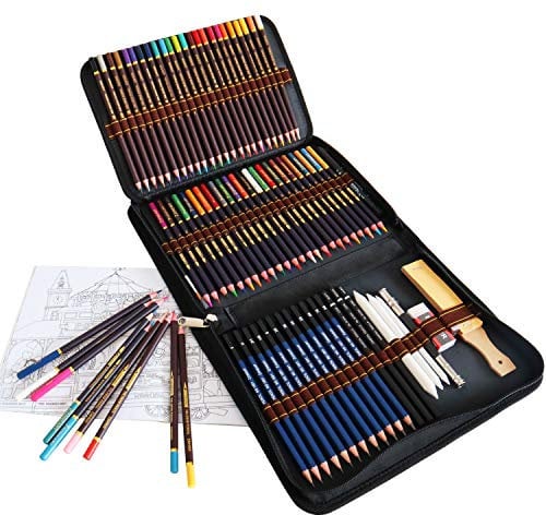 QUER Matite Colorate da Disegno, Set da 72 includono Matite Acquarellabili, Matite Schizzi, Grafite, Matita Carboncino con kit di Matite Artistiche, ideali per Principianti Adulti