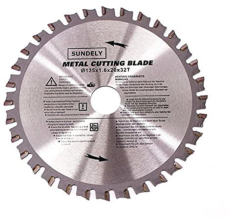 SUNDELY® Carbide Tipped TCT Circular Saw Blade Cutting Disc Wheel 135mm X 20mm X 32T (5.31 X 0.79) for Metal Steel Sheet Trimmer Cutter Multipurpose