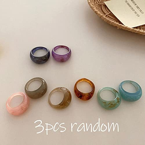 Korea Vintage Transparent Harz Bunte Ringe Chic Bunte Acryl Geometrische Unregelmäßige Ring Set für Frauen Schmuck