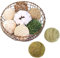 CIR OASES multi-material tri-color decorative ball 9 balls, natural rattan weaving ball, cotton ball, used for vase bowl filling, table decoration (green)