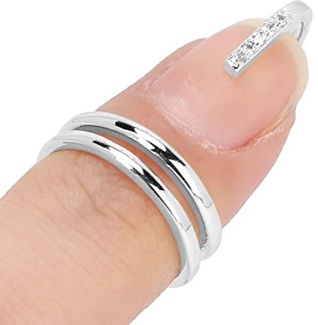 Sonew Bague D'ouverture D'ongle, Bague D'art D'ongle de Bijoux de Bout de Doigt de Mode Dames Portant des Accessoires D'ongle, Anneau D'ongle Décoratif(3050 Platine)
