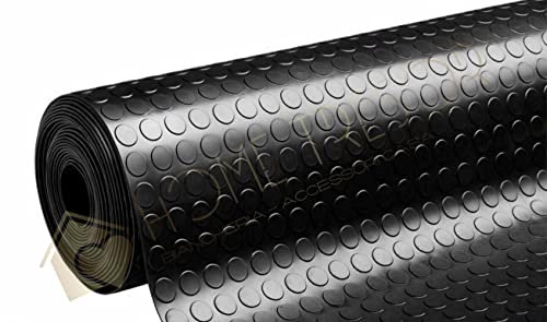 Home Tresor - Tappeto Bullonato PVC Rivestimento Pavimento Nero Copripavimento Gomma Bollato Antiscivolo Flessibile Altezza 100 Cm. Misura (1x3 MT)