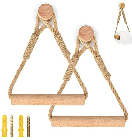 Newaner Toilettenpapierhalter ohne Bohren Klopapierhalter Klopapierrollenhalter Vintage Handtuchhalter WC Papier Halterung für WC Badezimmer Bad Vintage Dekoration Industrie Seil(2 stücke)