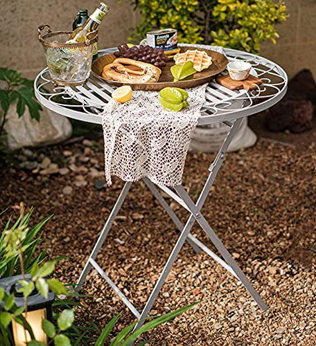 Runde Beistelltische aus Schmiedeeisen, klappbarer Freizeit-Couchtisch, Kunst-Bistro-Tische, Picknick-Tische im Freien, Patio-Esstische, für Innenbalkon Hofgarten
