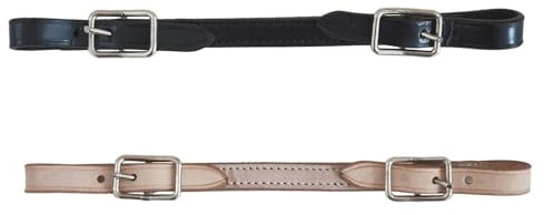 NETPROSHOP Western Leder Kinnriemen, Länge Verstellbar zw. 27-29 cm Breite ca. 1,6 cm, Farbe:Naturbraun