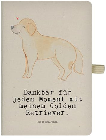 Mr. & Mrs. Panda DIN A5 Baumwoll Notizbuch Golden Retriever Moment - Geschenk, Hundebesitzer, Notizen, Notizheft, Schreibbuch, Goldie Hund,