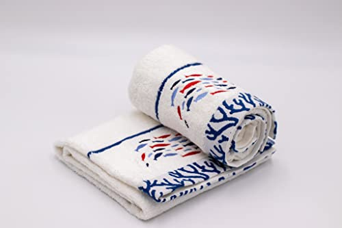 Lex's Linens 2 x bestickte Handtücher mit Fisch- und Korallenmotiv