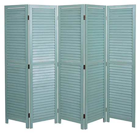 Paravent HWC-C30, Raumteiler Trennwand Sichtschutz, Shabby-Look Vintage, 170x205cm - grün