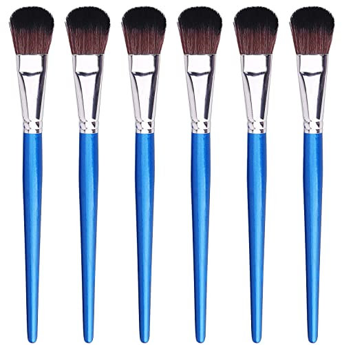 GACDR Cepillo de fregona de 1 pulgada para pintura acrílica, 6 pinceles ovalados para pintura acrílica con mango corto de madera para acrílico, acuarela, arte corporal facial