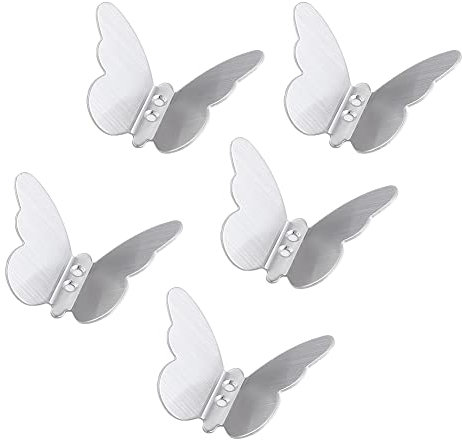 5 ganci appendiabiti a farfalla, ganci da parete in acciaio inox 304, ganci decorativi, impermeabili, resistenti all'umidità, per il fai da te, per il bagno, la cucina, la camera da letto