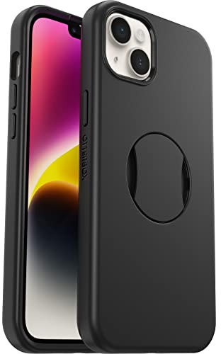 OtterBox OtterGrip Symmetry Case for iPhone 14 Plus for MagSafe, Drop Proof, Protective Case with Built-In Grip, 3x Tested to Military Standard, Antimicrobial Protection, Black