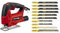 Einhell Stichsäge TC-JS 60/1 (vibrationsarm, Drehzahlelelektronik, werkzeugloser Sägeblattwechsel, Sägeschuh für Gehrungsschnitte bis 45° Grad, inkl. Stich-Sägeblatt Box 10-tlg)