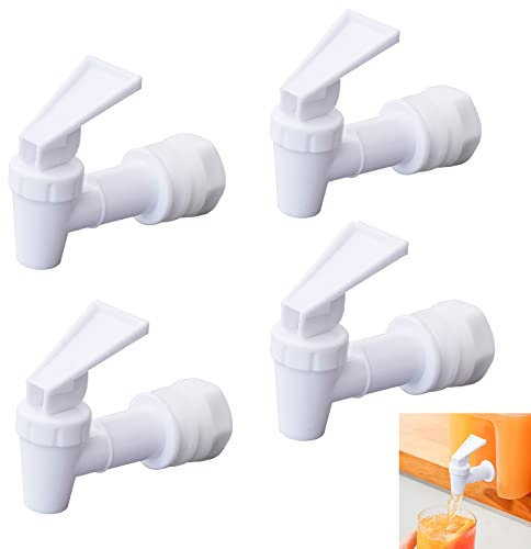4 Stück Getränkespender Ersatzzapfen Wasserspender Zapfhahn Kunststoff Auslaufhahn Weiß Kunststoffhahn Langlebig und Sicher Ideal Zum Ausgeben Von Tee Wein Wasser Säften und Anderen Getränken