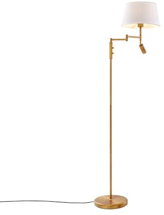 Qazqa Retro Lampe mit Lesearm - Ladas - Bronze, max. 40W, Geeignet für LED, 2-flammig, 154cm, Ideal als Flur, Küche lampe, Schlafzimmerlampe, Wohnzimmerlampe und