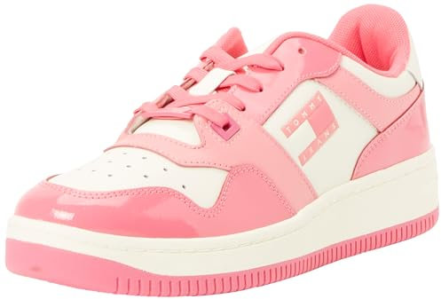 Tommy Jeans TJW Retro Basket Patent LTR EN0EN02499, Sneaker con Suola Cupsole Donna, Rosa (Pink Alert), 38 EU