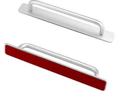 QWORK® 2 Piezas Tiradores Puertas Correderas Autoadhesivo, Tirador Puerta Adhesivo de Aleación de Aluminio para Puertas Correderas Garaje Granero Jardín Portones, 210 x 25 mm Plata